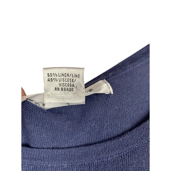 August Silk Womens Blue Sleeveless Top 1X Linen & Viscose Blend - Picture 4 of 4